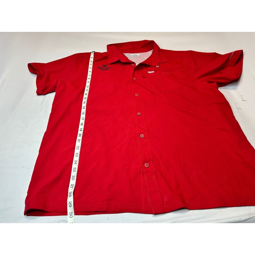 Columbia PFG Kentucky Derby Fishing Shirt Mens XXL Red Omni-Shade Short Sleeve